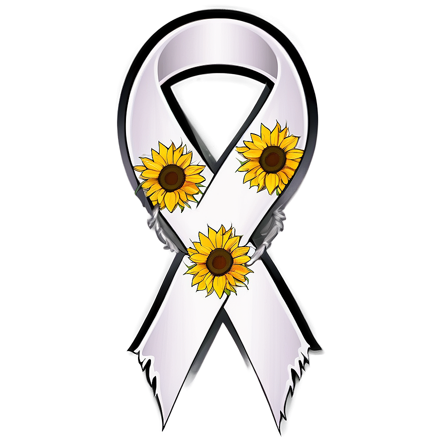 Lung Cancer Ribbon With Sunflower Png 34 PNG Image