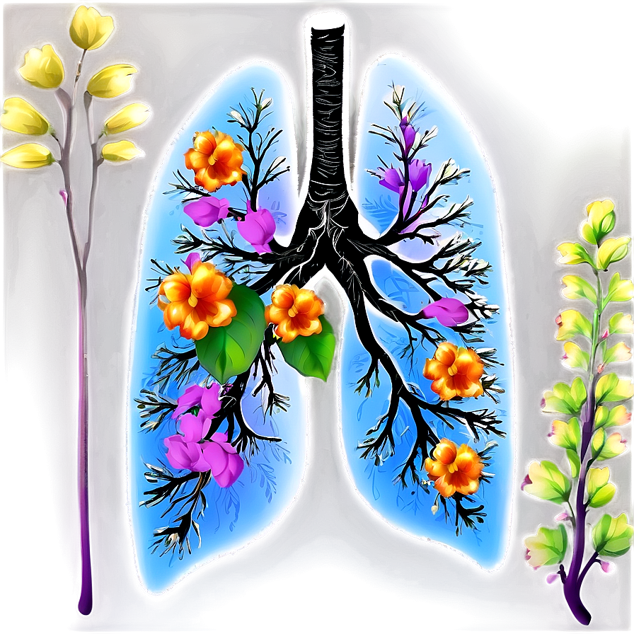 Lungs With Flowers Art Png Vmj90 PNG Image