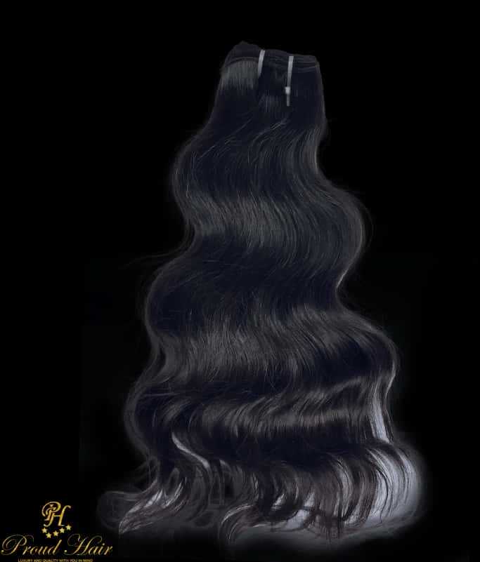 Luxurious Black Waves Hair Extension PNG Image