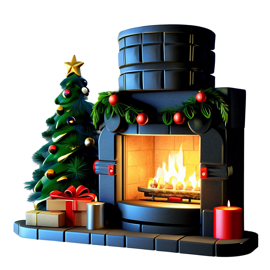 Luxurious Christmas Fireplace Decor Png 3 PNG Image