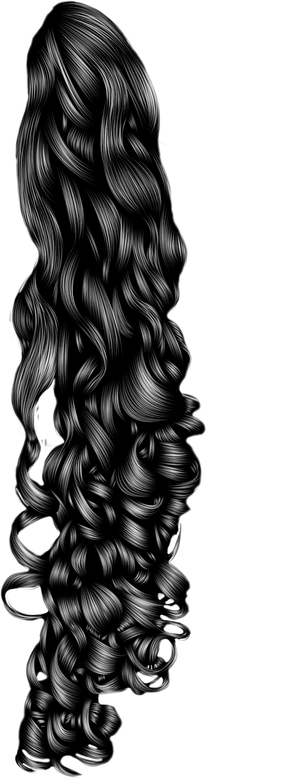 Luxurious Curly Hair Illustration PNG Image