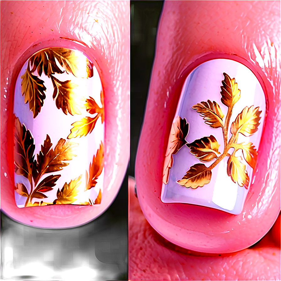 Luxurious Gold Leaf Nail Art Png Nbe25 PNG Image