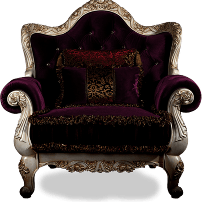 Luxurious Velvet Royal Chair PNG Image