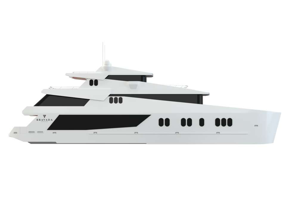 Luxury Bravada Yacht Side View PNG Image