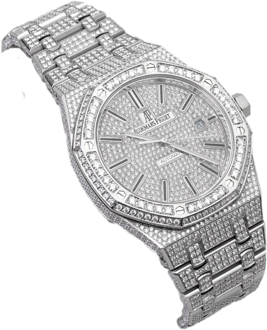 Luxury Diamond Encrusted Wristwatch PNG Image