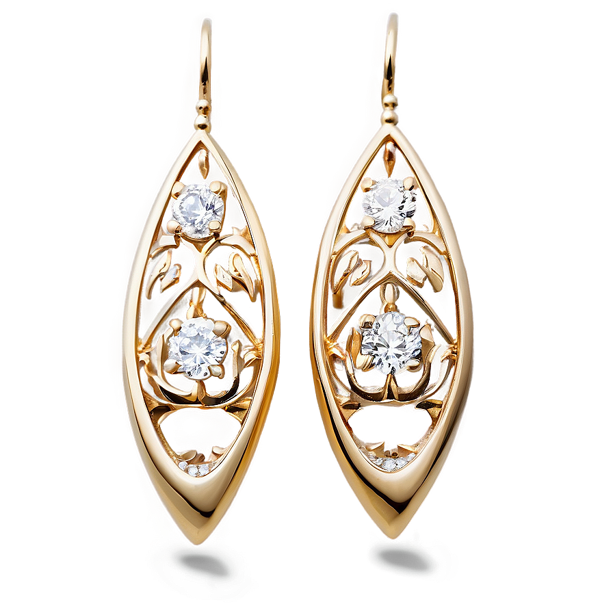 Luxury Gold And Diamond Earrings Png Ujo31 PNG Image