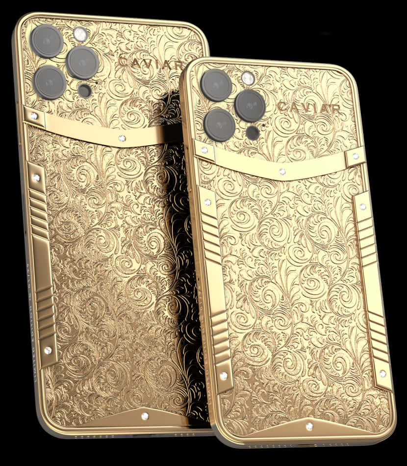 Luxury Gold Engravedi Phone12 Design PNG Image