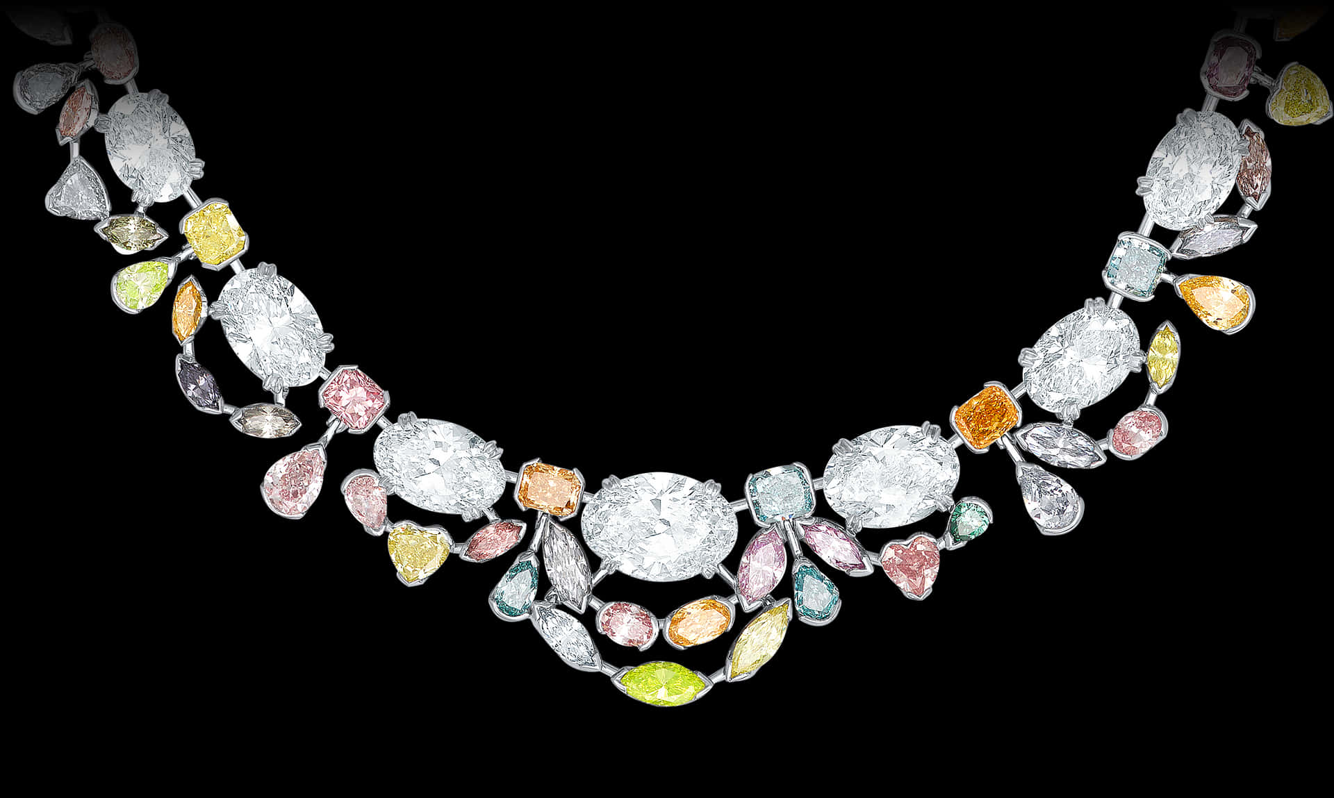 Luxury Multicolored Diamond Necklace PNG Image