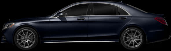 Luxury Sedan Blue Side View PNG Image