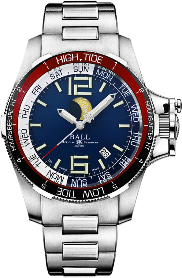 Luxury Tide Tracking Wristwatch PNG Image