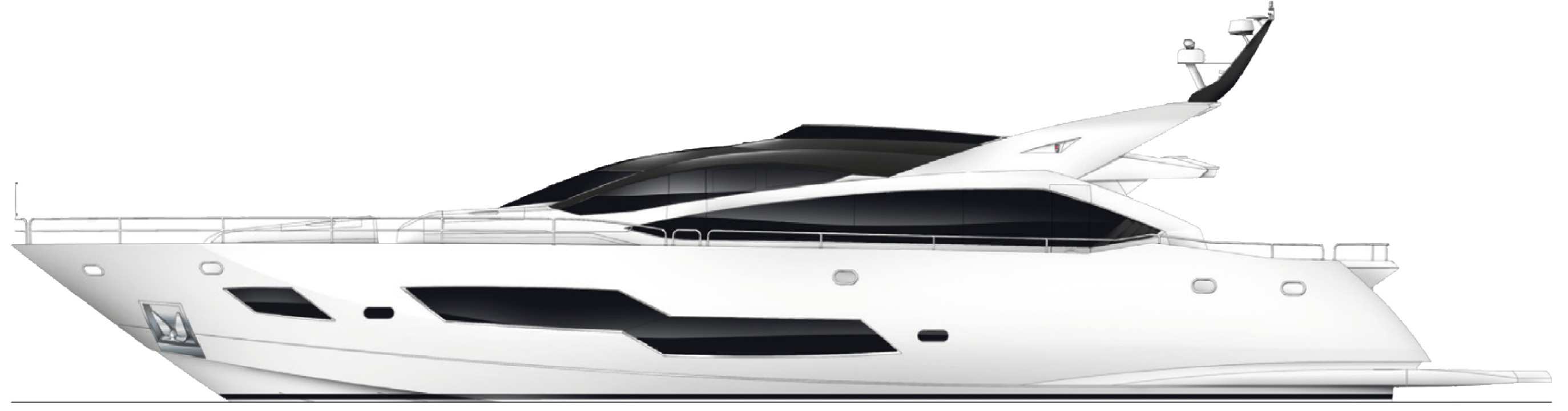 Luxury White Yacht Side View PNG Image