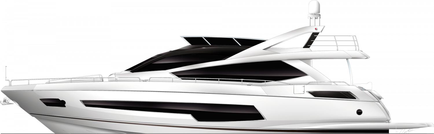 Luxury White Yacht Side View PNG Image