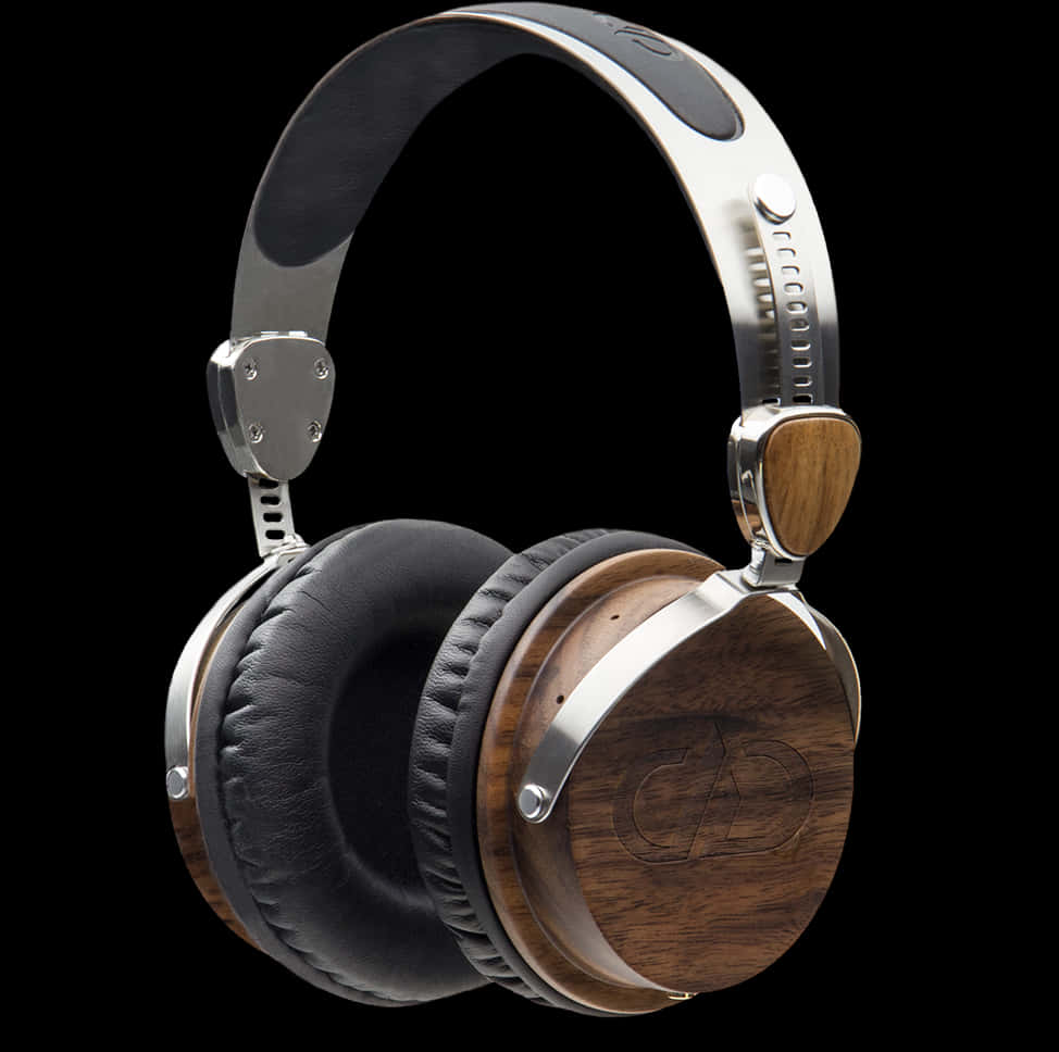 Luxury Wooden Headphones PNG Image