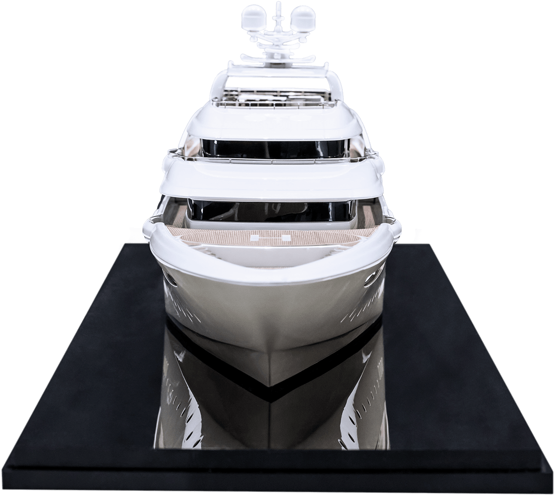 Luxury Yacht Model Front View PNG Image