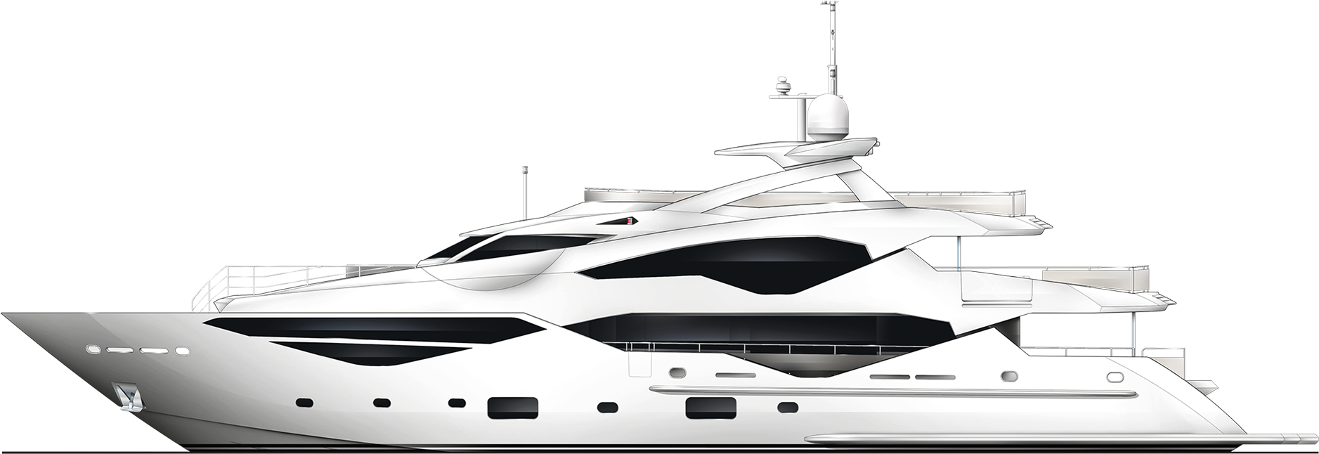 Luxury Yacht Side Profile PNG Image