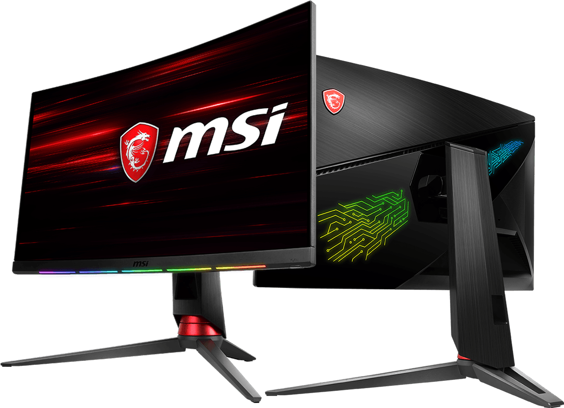 M S I Gaming Monitor Setup PNG Image