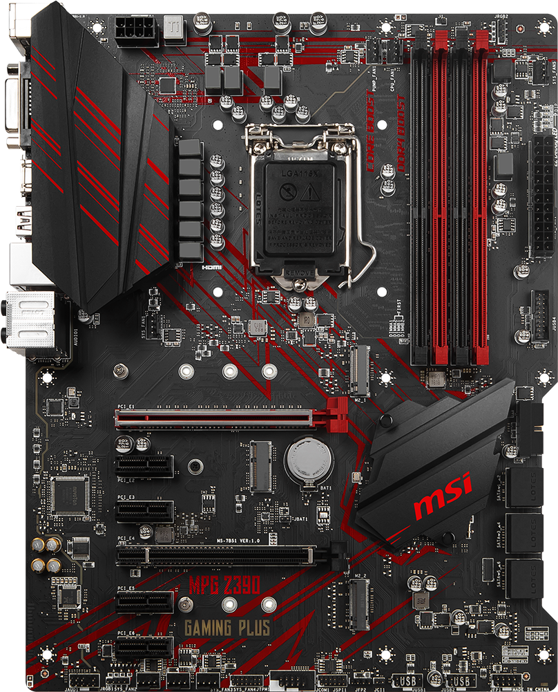 M S I M P G Z390 Gaming Plus Motherboard PNG Image