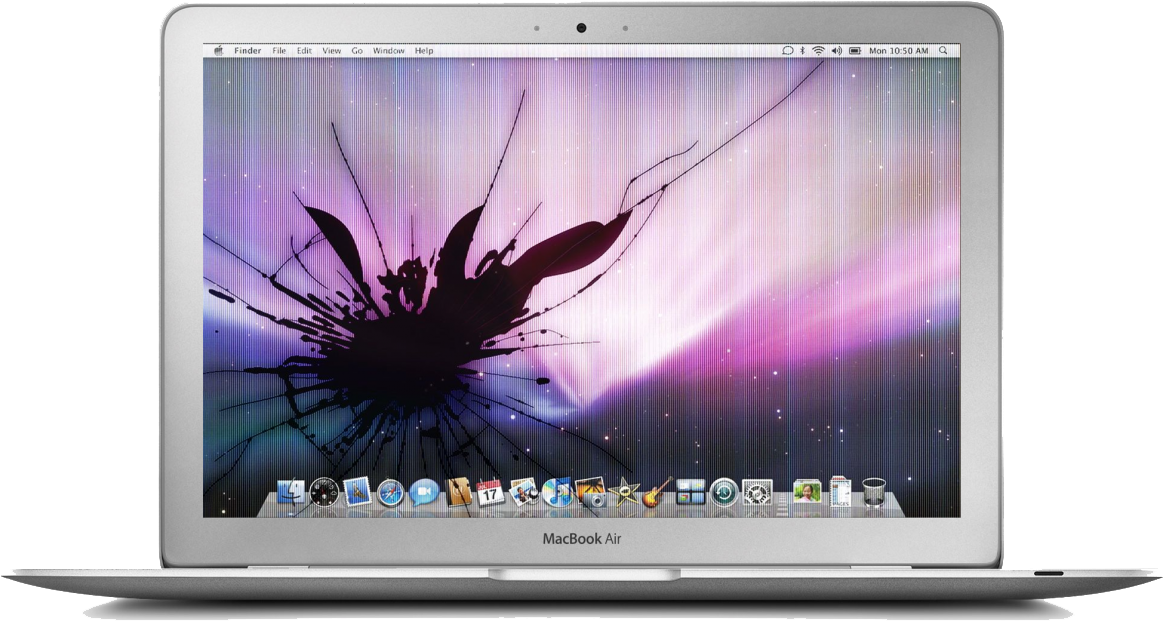 Mac Book Air Cracked Screen Wallpaper PNG Image