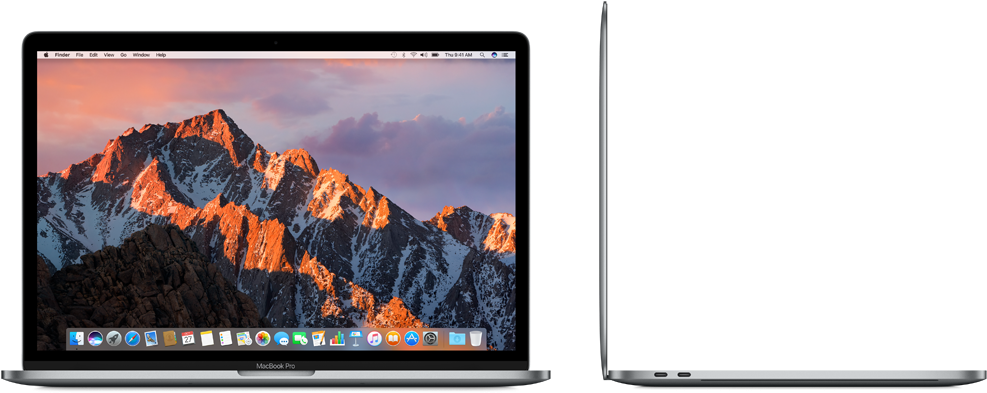 Mac Book Pro Frontand Side View PNG Image