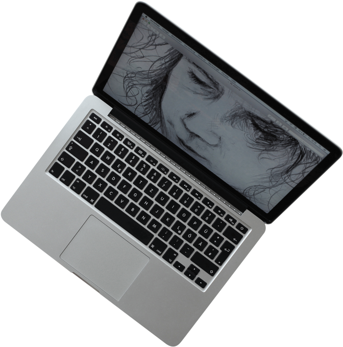 Mac Book Prowith Sketchon Screen PNG Image