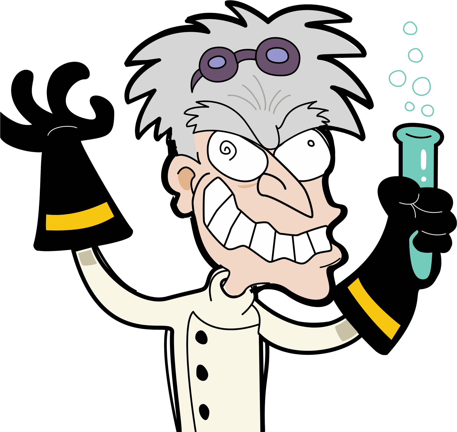 Mad Scientist Cartoon Character PNG Image