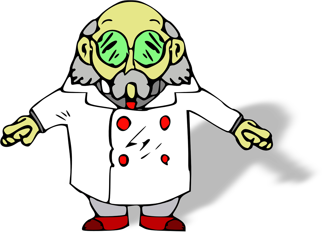 Mad Scientist Cartoon Character PNG Image