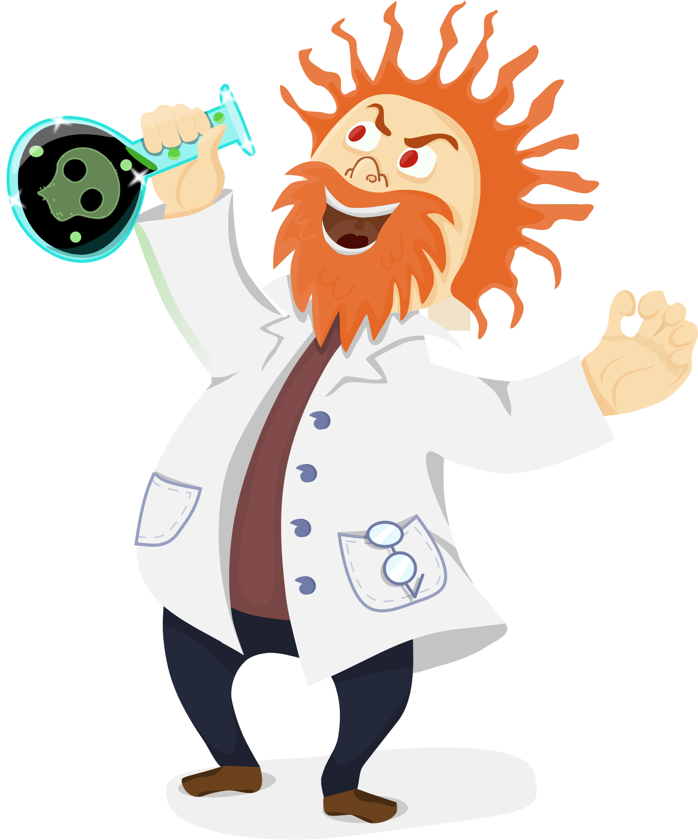 Mad Scientist Cartoon Holding Flask PNG Image