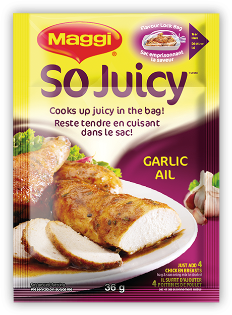 Maggi So Juicy Garlic Chicken Packaging PNG Image