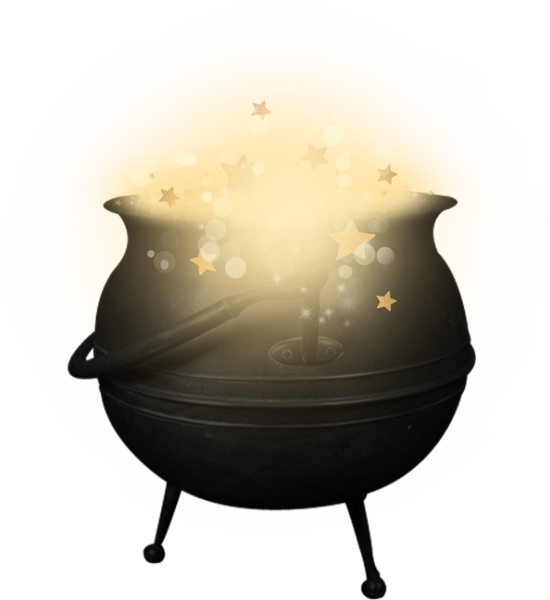 Magical Cauldron Glowing Sparks PNG Image