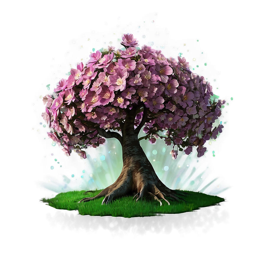 Magical Flower Tree Scene Png Xjh PNG Image