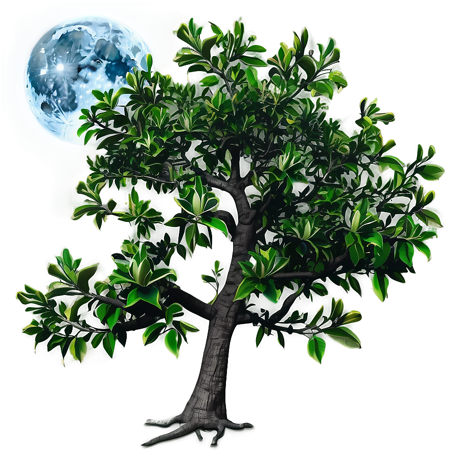 Magnolia Tree Under Moonlight Png Xru62 PNG Image