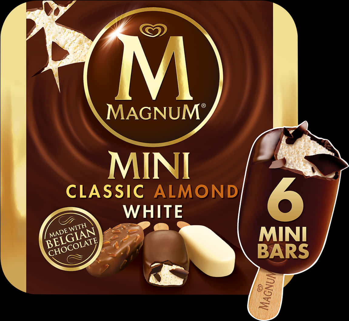 Magnum Mini Classic Almond White Ice Cream Pack PNG Image