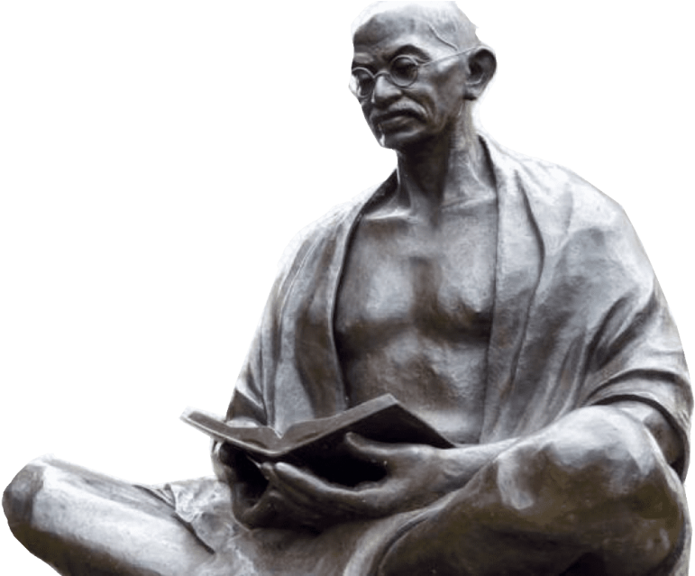 Mahatma Gandhi Statue Reading Book PNG Image