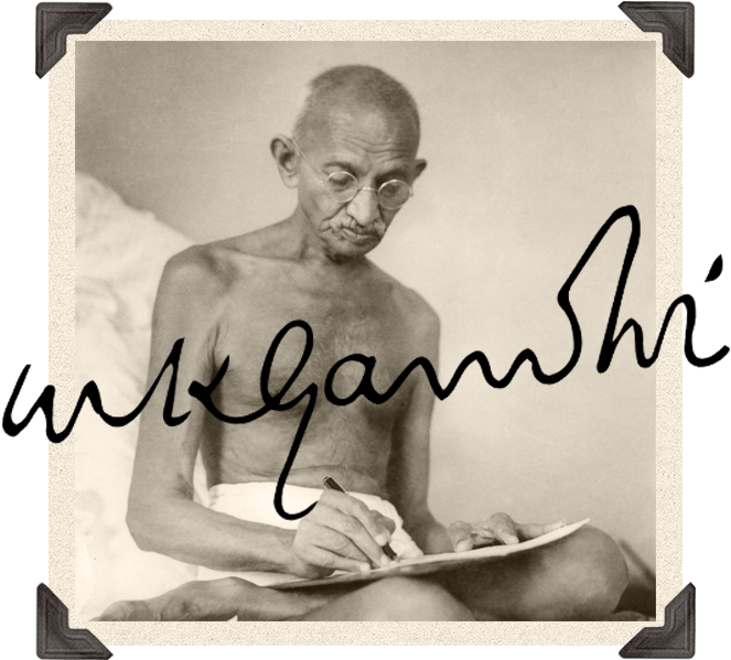 Mahatma Gandhi Writing PNG Image