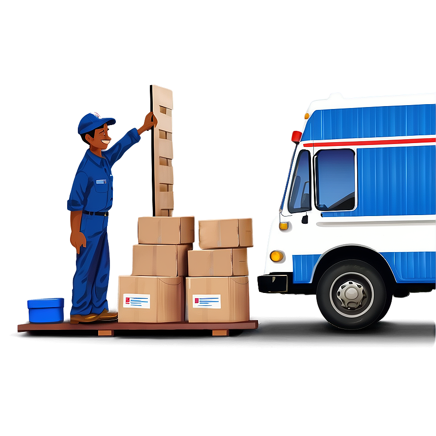 Mail Truck Unloading Packages Png 06282024 PNG Image