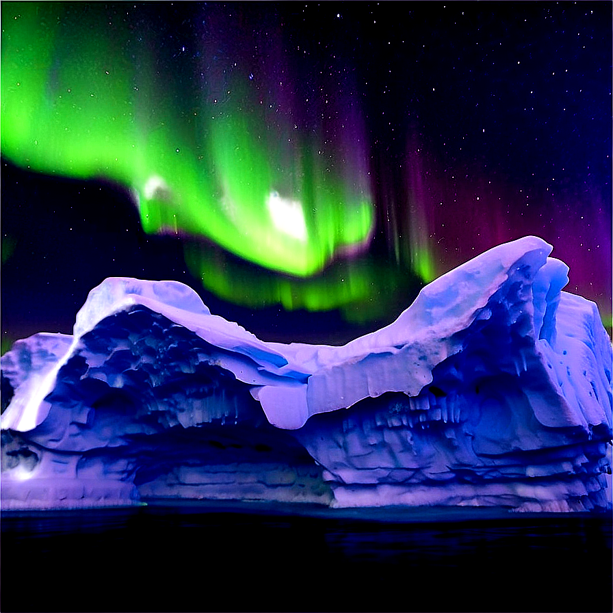 Majestic Aurora Over Icebergs Png Cko PNG Image