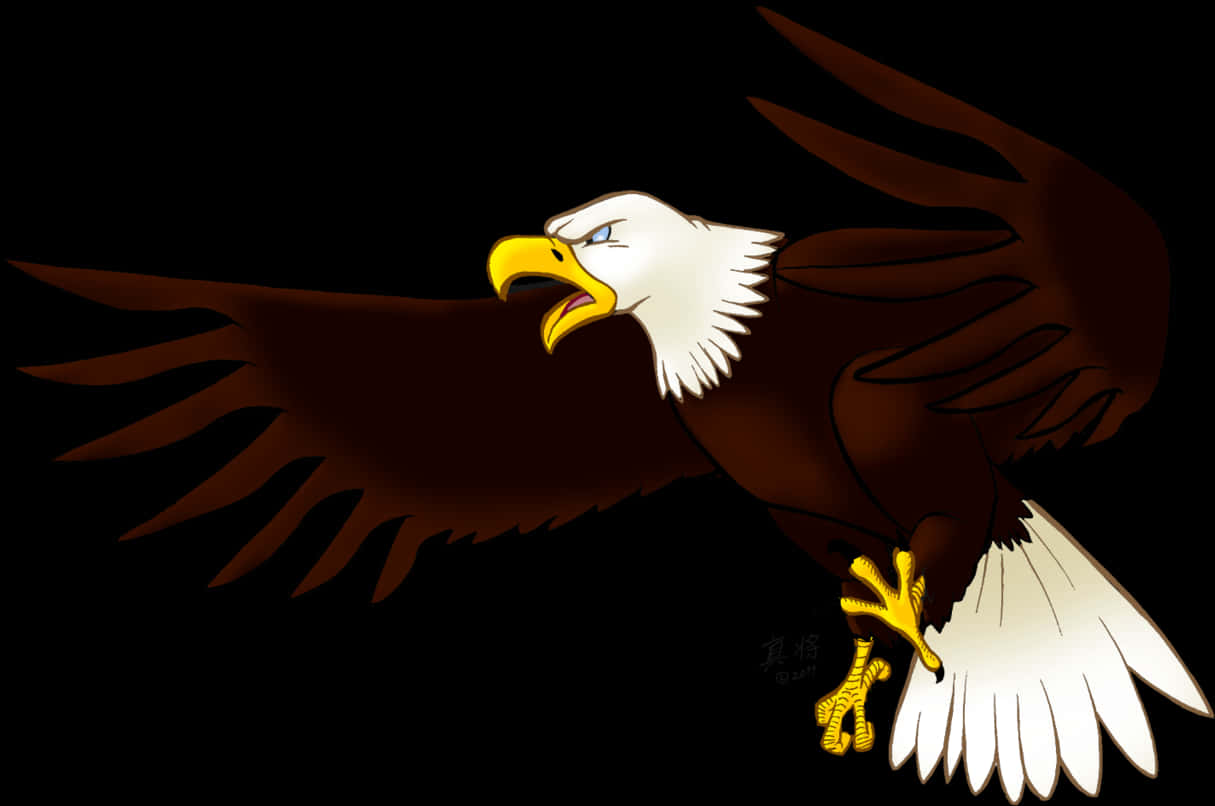 Majestic Bald Eagle Illustration PNG Image