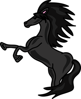 Majestic Black Stallion Illustration PNG Image