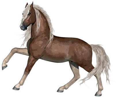 Majestic Brown Horse Illustration PNG Image