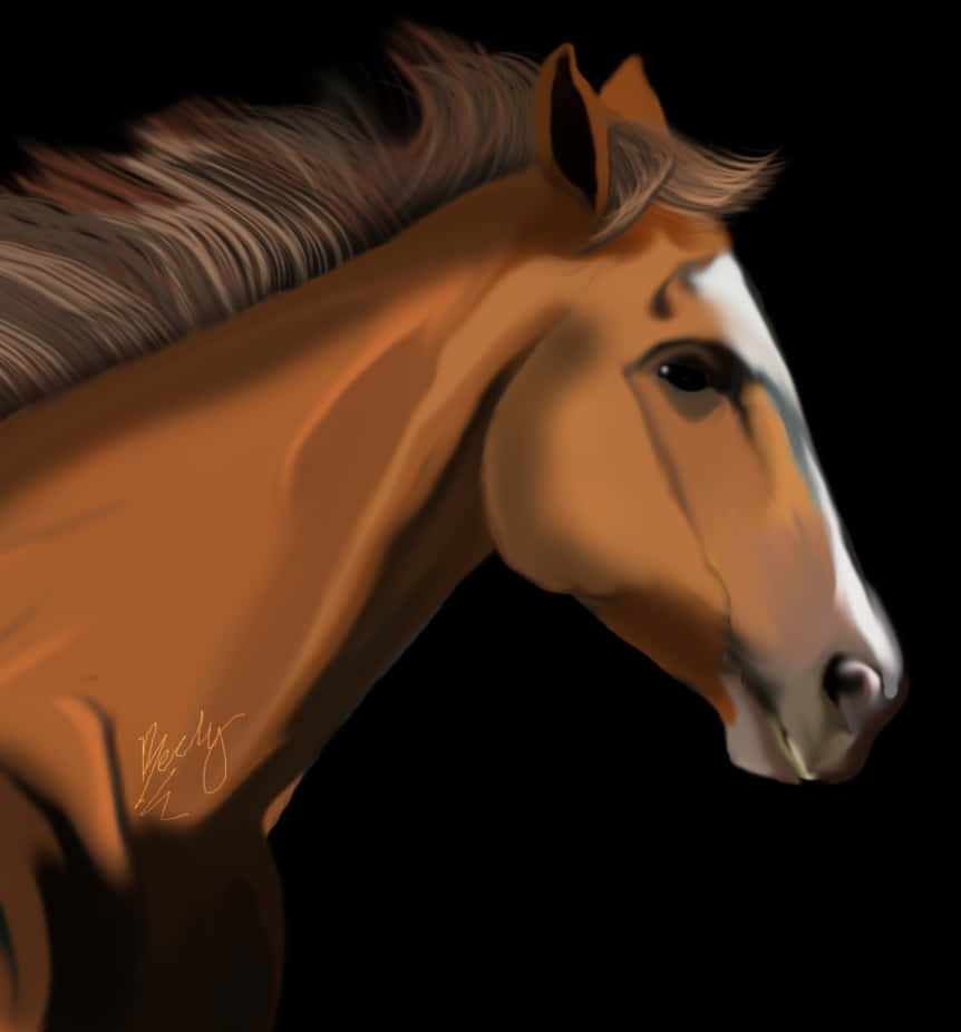 Majestic Chestnut Horse Portrait PNG Image