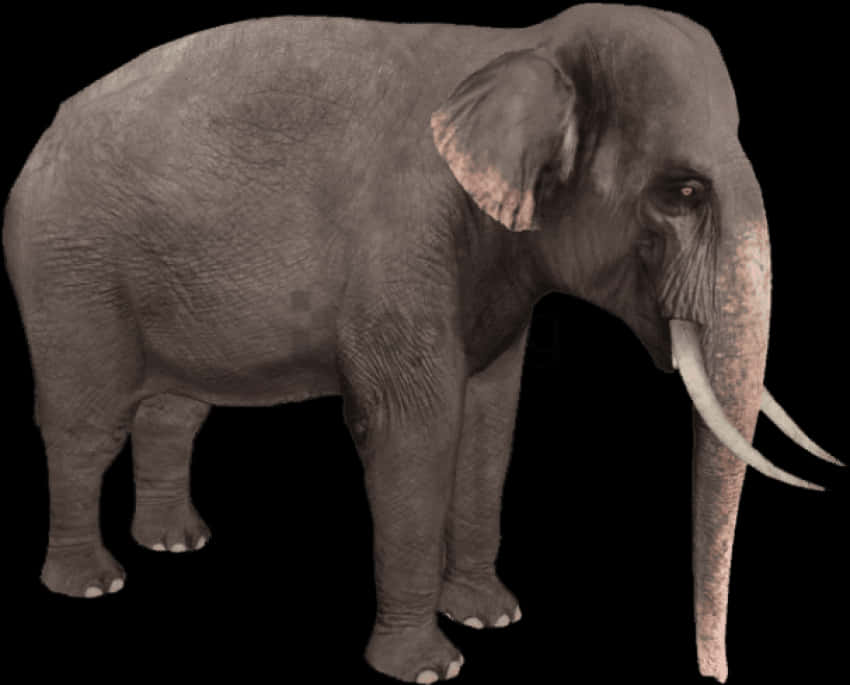 Majestic_ Elephant_ Isolated_on_ Black_ Background.png PNG Image