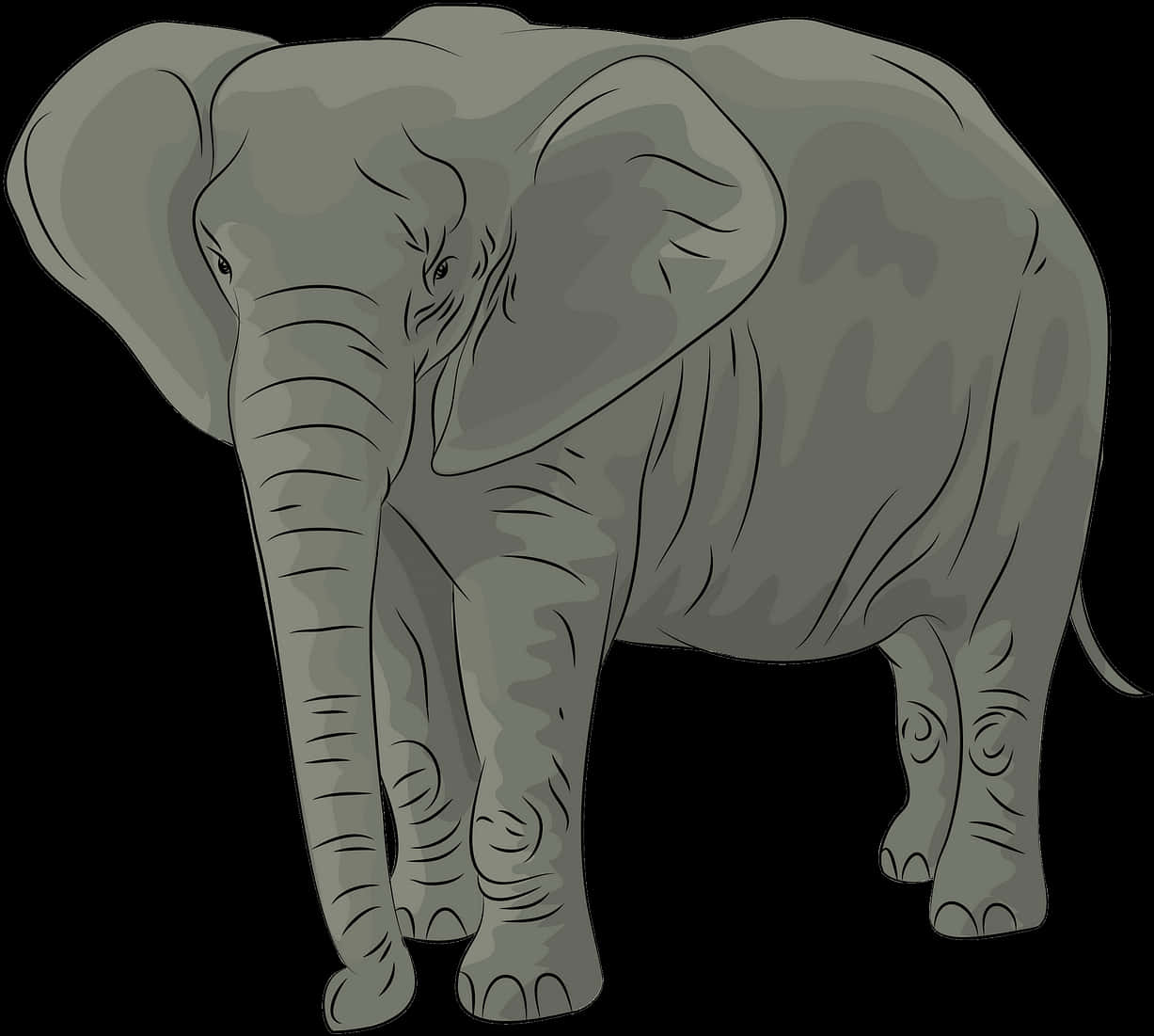 Majestic_ Grey_ Elephant_ Illustration PNG Image