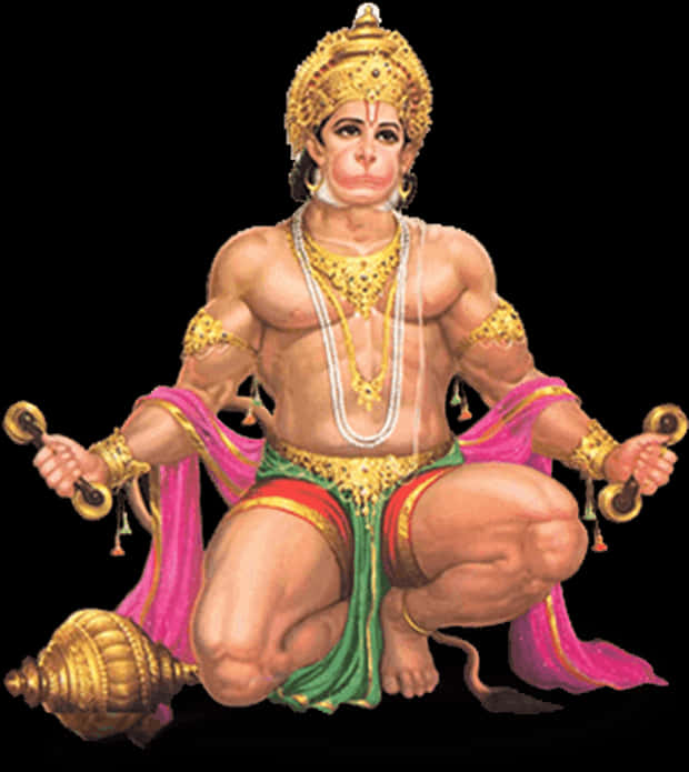 Majestic_ Hanuman_ Sitting_ Pose PNG Image