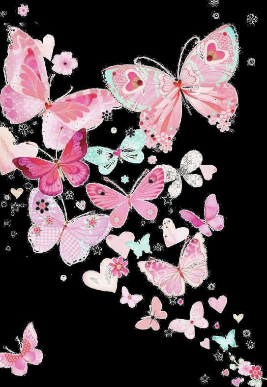 Majestic Pink Butterfly Amidst Nature PNG Image