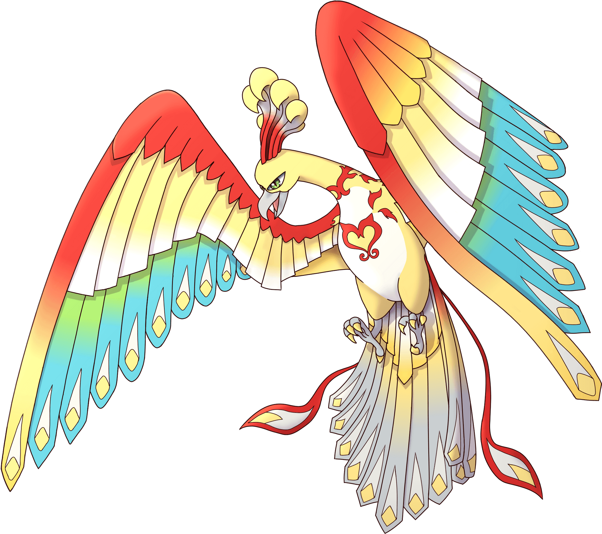 Majestic_ Rainbow_ Bird_ Illustration PNG Image