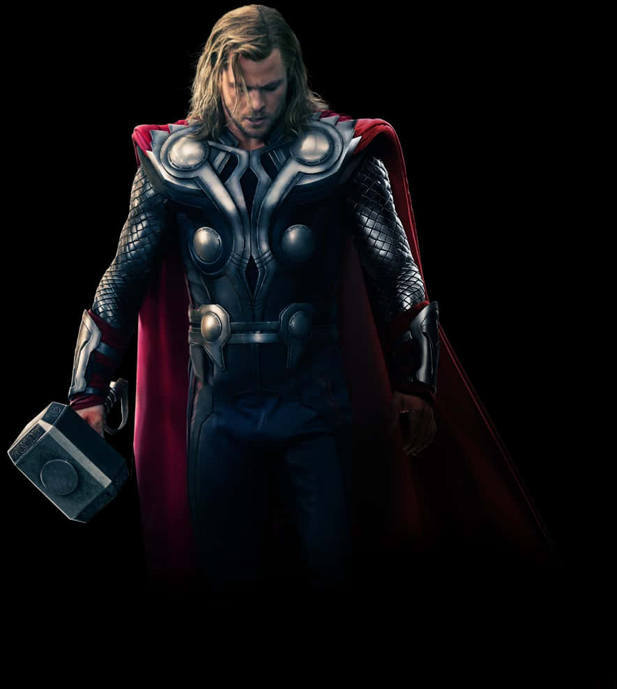 Majestic Thor With Mjolnir PNG Image