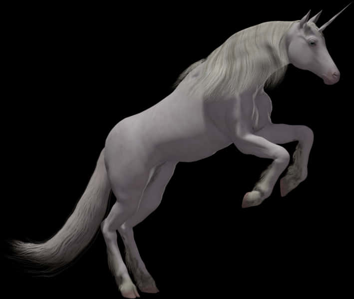 Majestic Unicorn Rearing In Darkness PNG Image