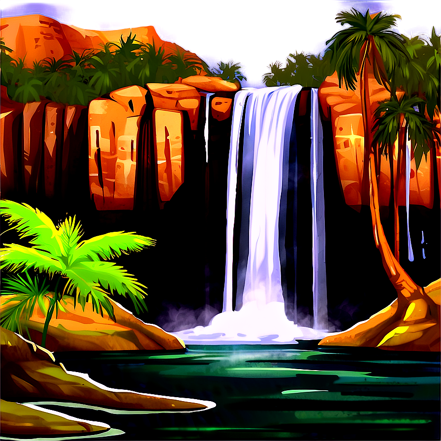 Majestic Waterfall Oasis Landscape Png 93 PNG Image