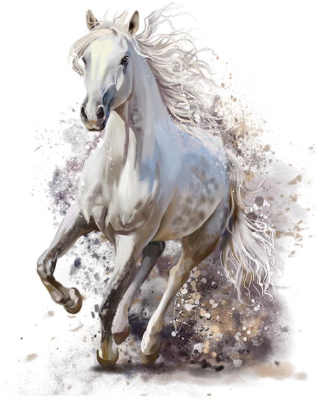 Majestic White Horse Galloping PNG Image