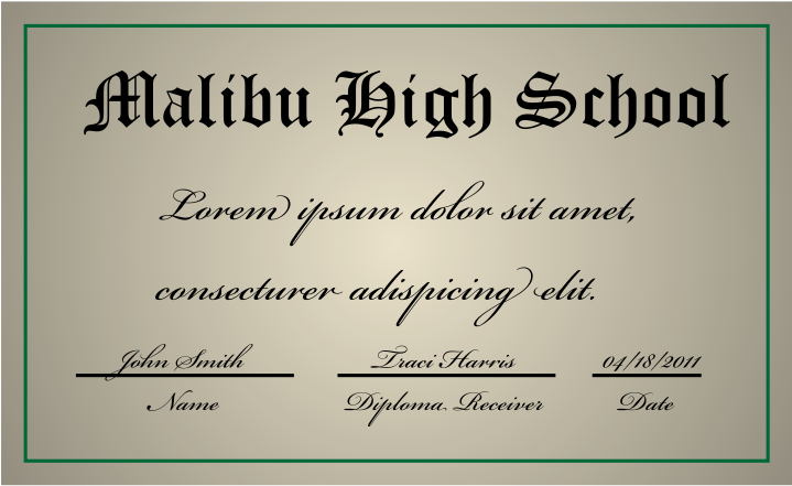 Malibu High School Diploma Template PNG Image